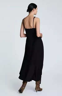 Asymmetric Hem Cowl Neck Dress