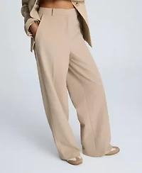 Luxe Twill Fly Front High Rise Boyfriend Wide Leg Pant