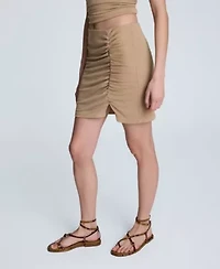 Pull On Ruched Mini Skirt