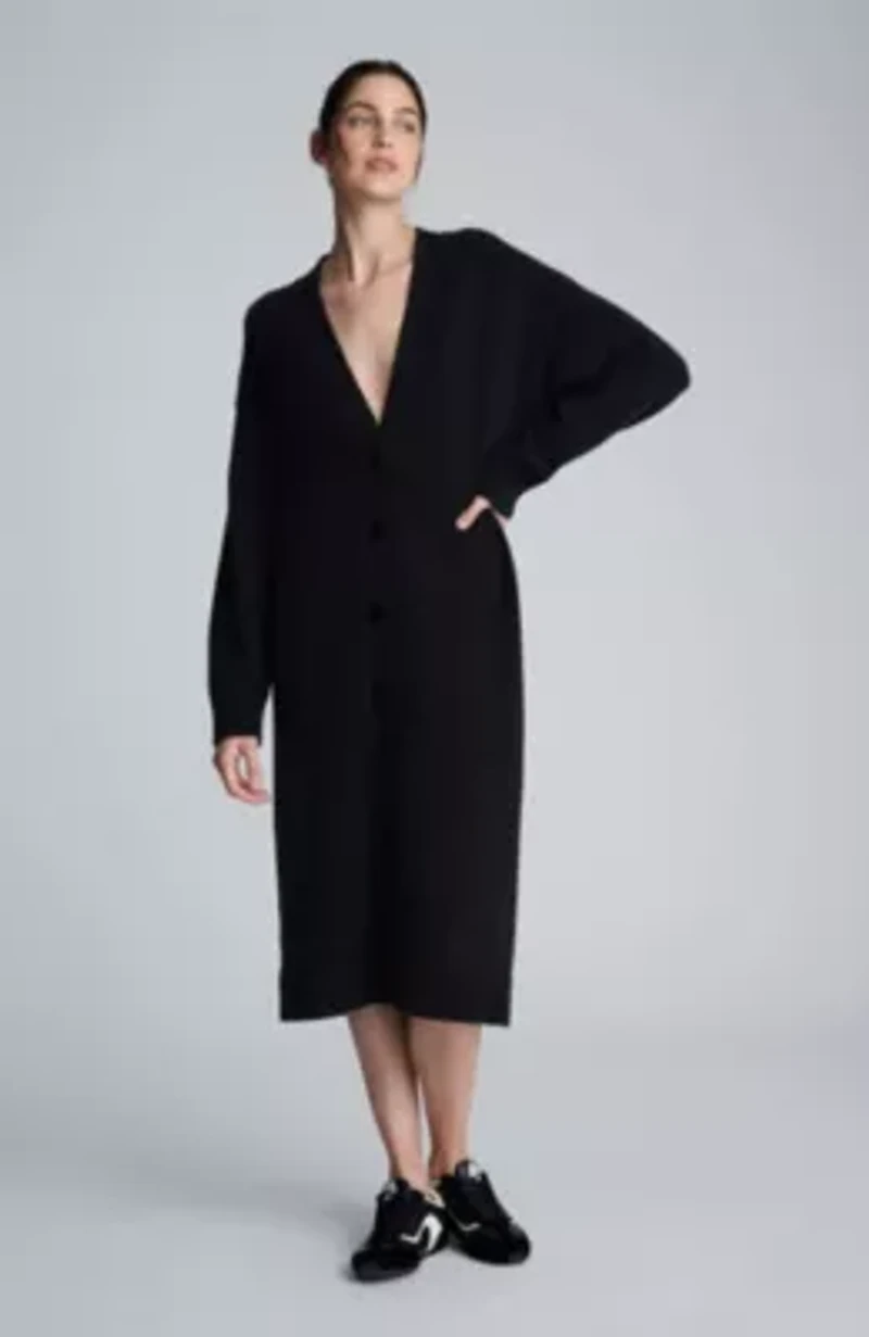 Button Front Long Cardigan