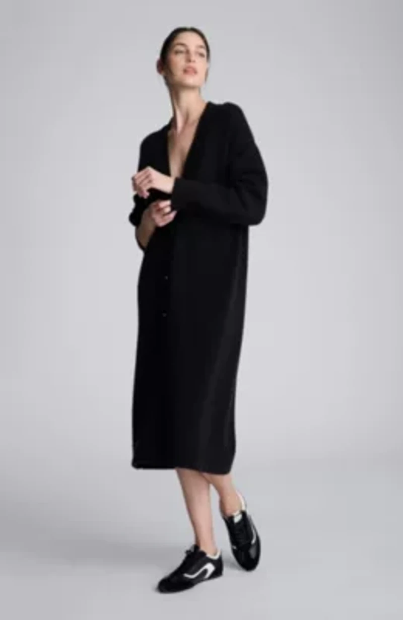 Button Front Long Cardigan