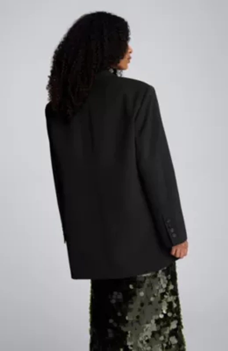 Luxe Twill Three Button Boyfriend Jacket