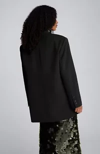 Luxe Twill Three Button Boyfriend Jacket