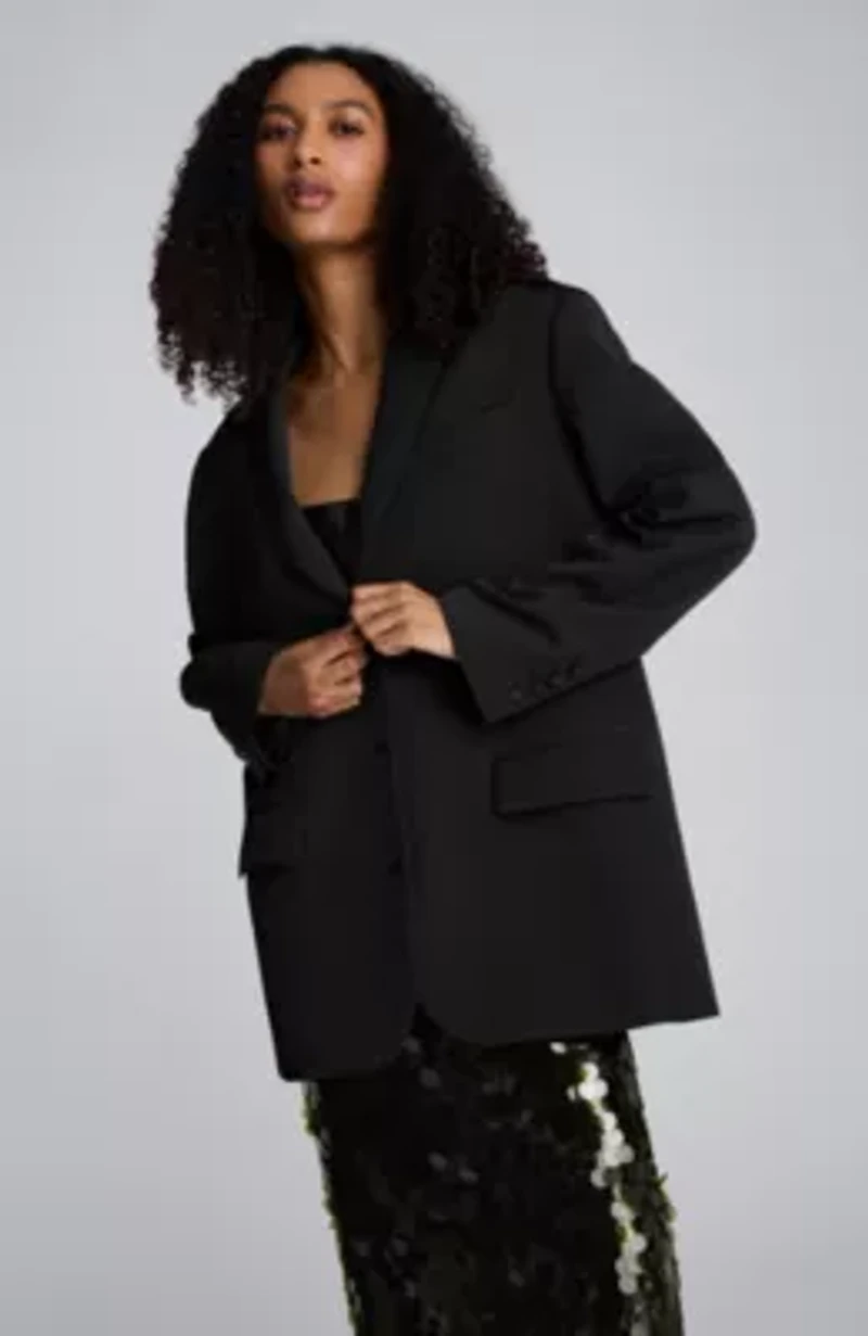Luxe Twill Three Button Boyfriend Jacket