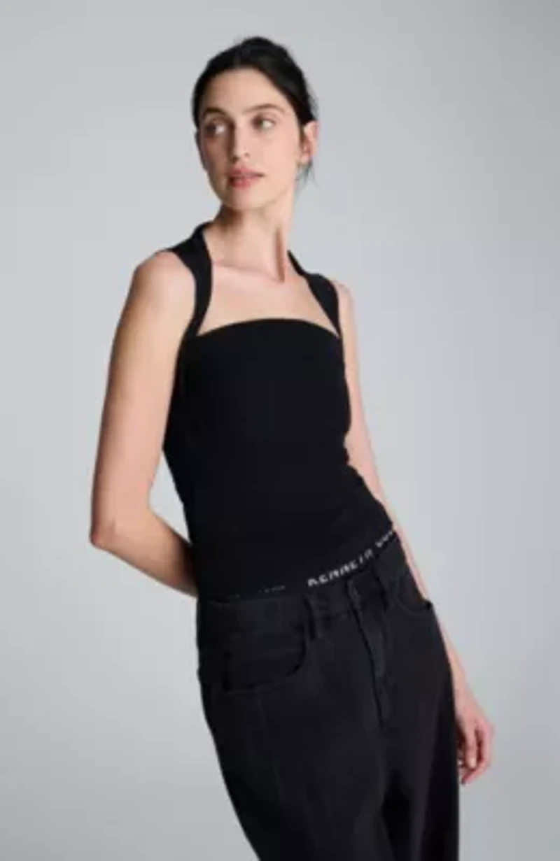 Mesh Square Neck Sleeveless Pullover Top