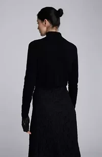 Merino Wool Cropped Long Sleeve Mockneck