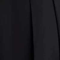 Double Faced Satin High Rise Fly Front Wide Leg Pleated Pant