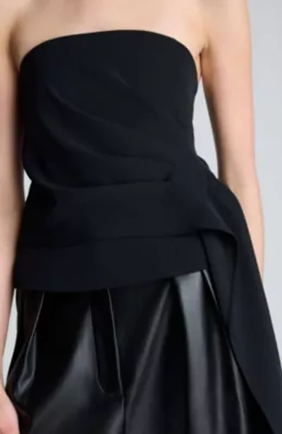 Drapey Twill Drape Front Bustier Top