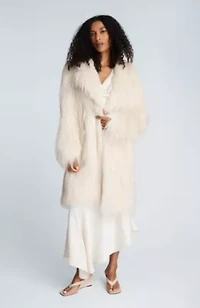Midi Fur Jacket With Notch Lapel