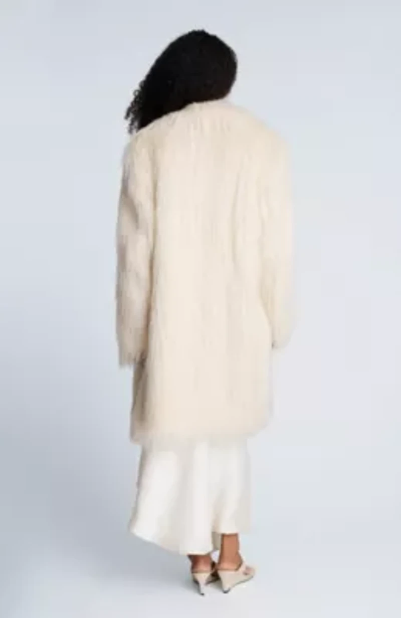 Midi Fur Jacket With Notch Lapel