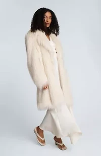 Midi Fur Jacket With Notch Lapel