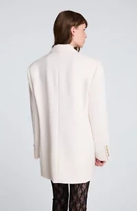 Luxe Twill 3 Button Boyfriend Jacket With Flap Pockets