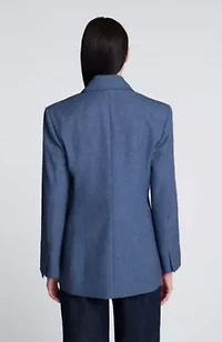 Double Breasted Pinstripe Contour Jacket with Patch Pockets