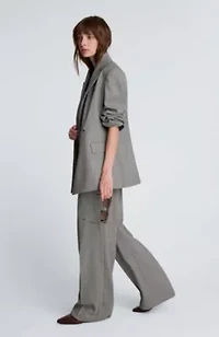 Houndstooth Double Breasted Contour Jacket With Patch Pocket