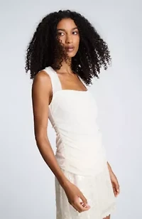 Mesh Square Neck Sleeveless Pullover Top