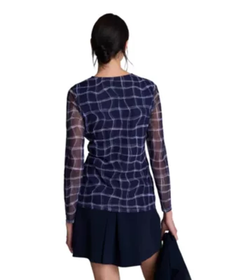 Mesh Knotted Waist Long Sleeve Pullover