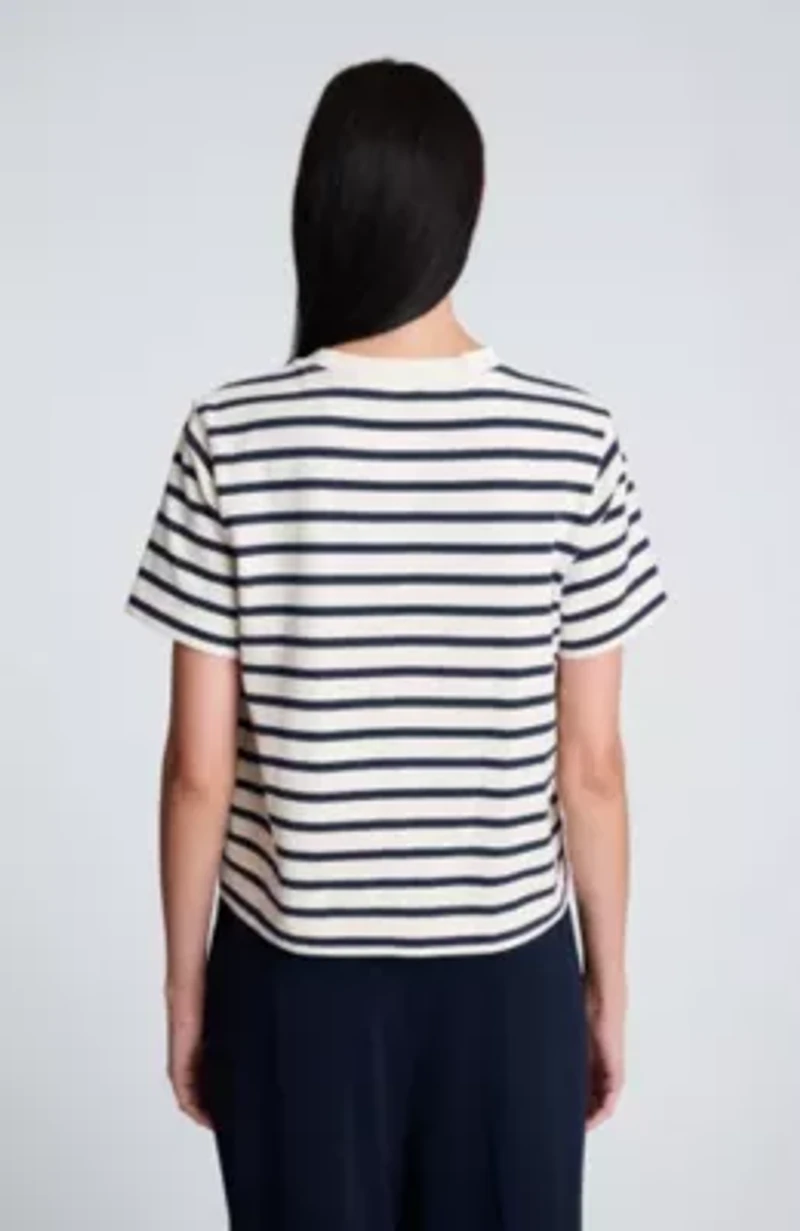 Crew Neck Cotton Stripe Tee