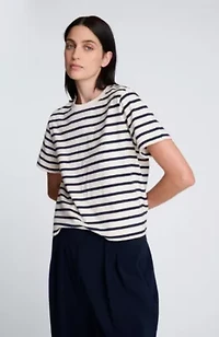 Crew Neck Cotton Stripe Tee