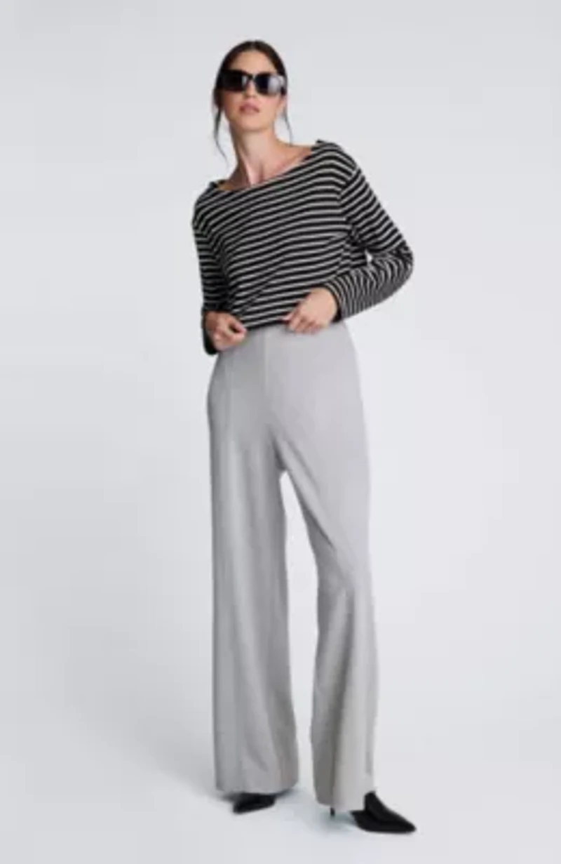 Long Sleeve Cotton Boat Neck Crop Stripe Pullover