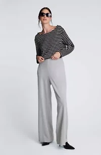 Long Sleeve Cotton Boat Neck Crop Stripe Pullover