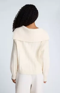 V Neck Wide Rib Polo Sweater