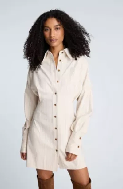 Drop Shoulder Striped Shirt Dress