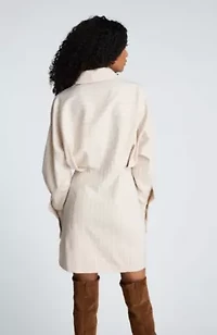 Drop Shoulder Striped Shirt Dress