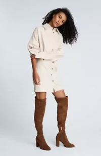 Drop Shoulder Striped Shirt Dress