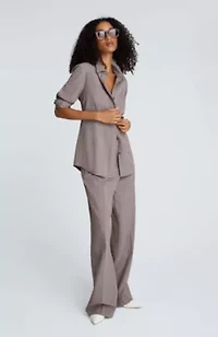 Stripe Cotton Poplin Button Front Crop Shirt With Adjustable Sleeve Trim