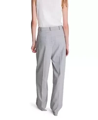 Fly Front High Rise Boyfriend Wide Leg Plaid Pant