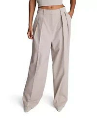 High Rise Fly Front Wide Leg Double Pleat Pant