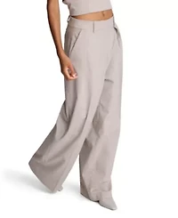 High Rise Fly Front Wide Leg Double Pleat Pant