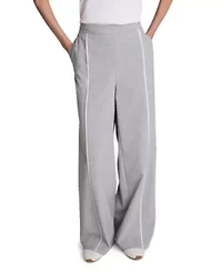 Pull On High Rise Wide Leg Pant with Piping