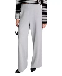 High Rise Pull On Hollywood Waist Wide Leg Heathered Scuba Pant