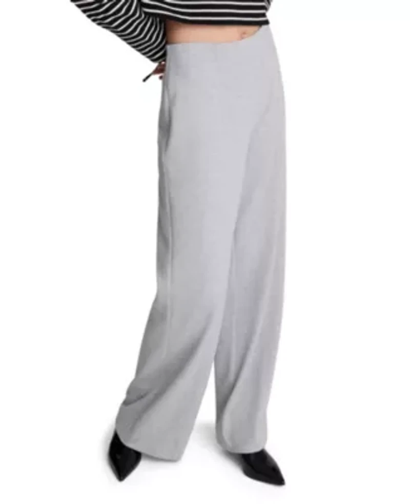 High Rise Pull On Hollywood Waist Wide Leg Heathered Scuba Pant