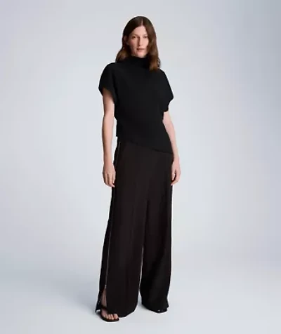 Mock Neck Asymmetric Pullover With Extended Shoulder