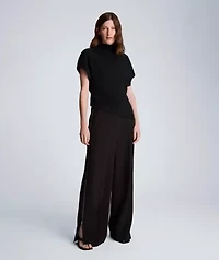 Mock Neck Asymmetric Pullover With Extended Shoulder