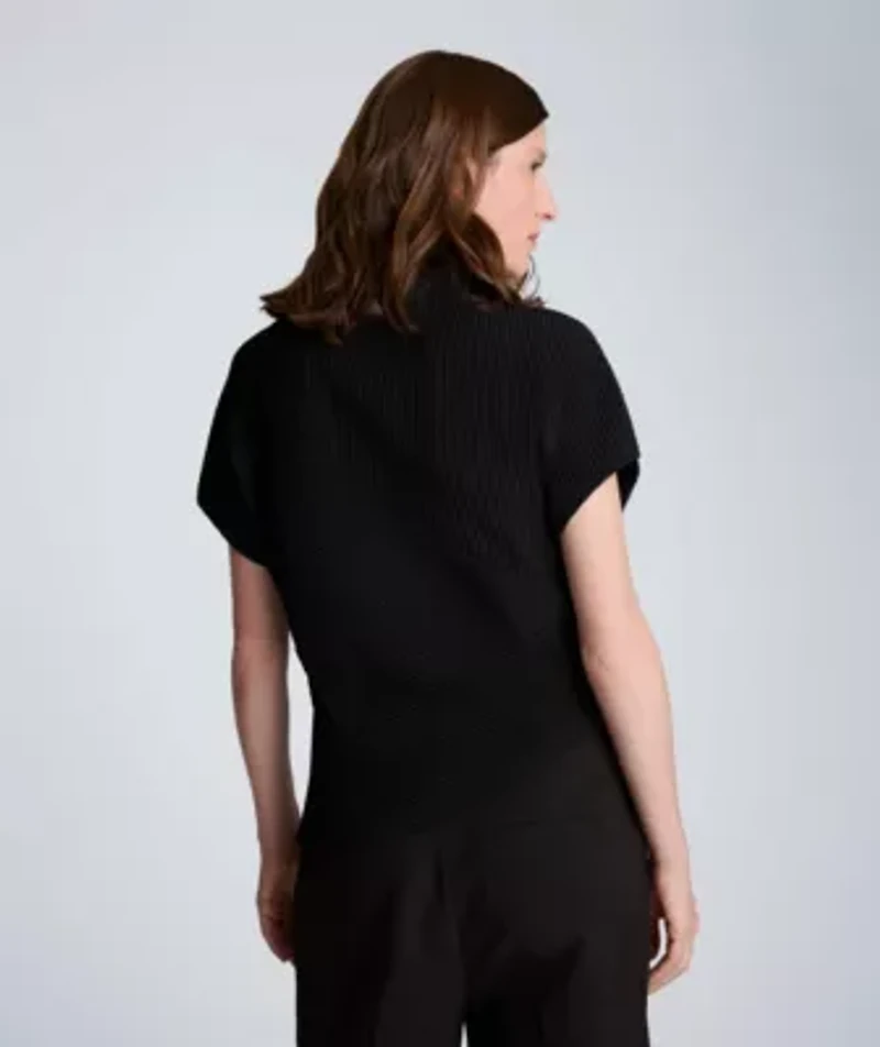 Mock Neck Asymmetric Pullover With Extended Shoulder