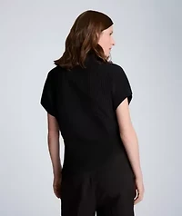 Mock Neck Asymmetric Pullover With Extended Shoulder