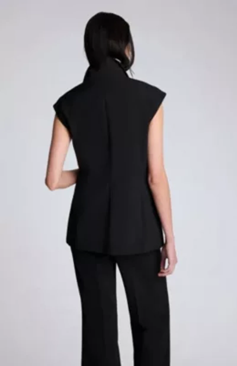 Notch Collar Vest with Faux Shirt