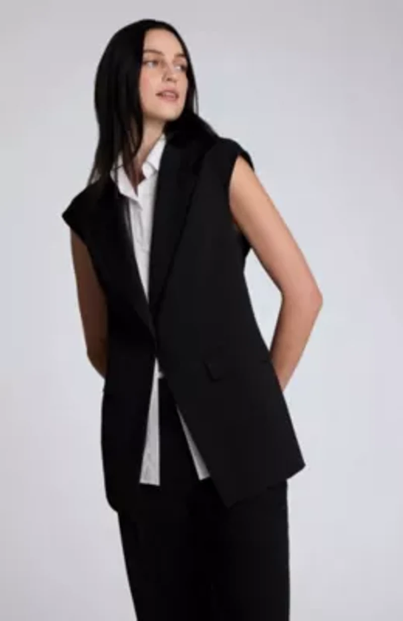 Notch Collar Vest with Faux Shirt