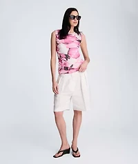 Sleeveless Crewneck with Side Ruching