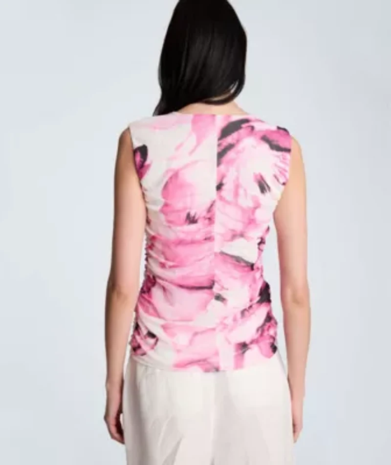 Sleeveless Crewneck with Side Ruching