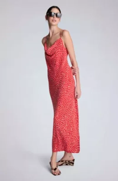 Satin Polka Dot Maxi Slip Dress