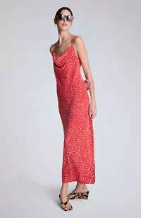 Satin Polka Dot Maxi Slip Dress