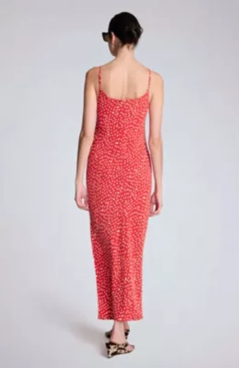 Satin Polka Dot Maxi Slip Dress