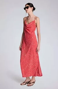 Satin Polka Dot Maxi Slip Dress
