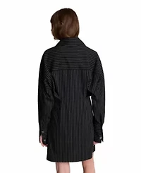 Pinstripe Drop Shoulder Shirt Dress