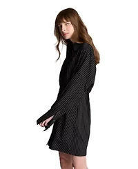 Pinstripe Drop Shoulder Shirt Dress