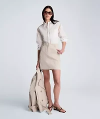 Fly Front Mini Skirt with Pockets